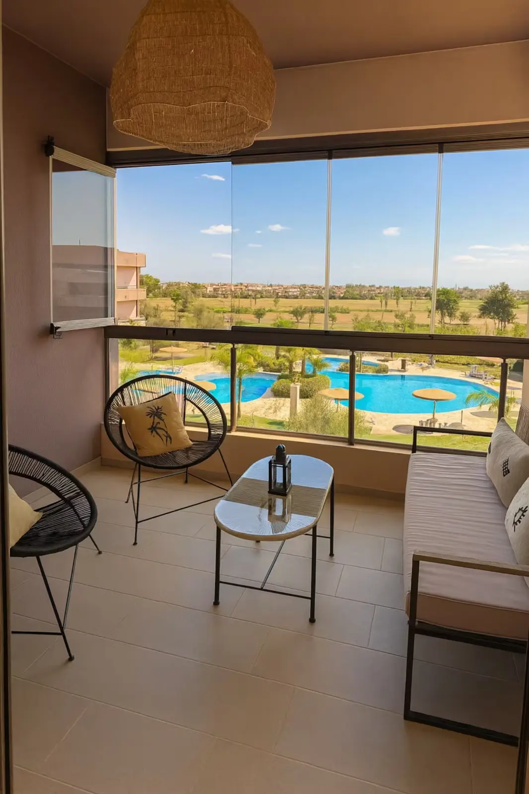 Élégant appartement F3 meublé à Prestigia - Vue imprenable sur le Golf et la piscine — Boulevard Mohamed VI, Marrakech